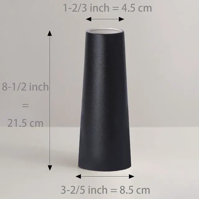 Alt view image 2 of 5 - Black Ceramic Vase, 8.5 Inch Flowers Vase for Pampas Grass, Rustic Table Vase for Centerpieces, Simple Modern Vase for Home Office Decor - Matte Black