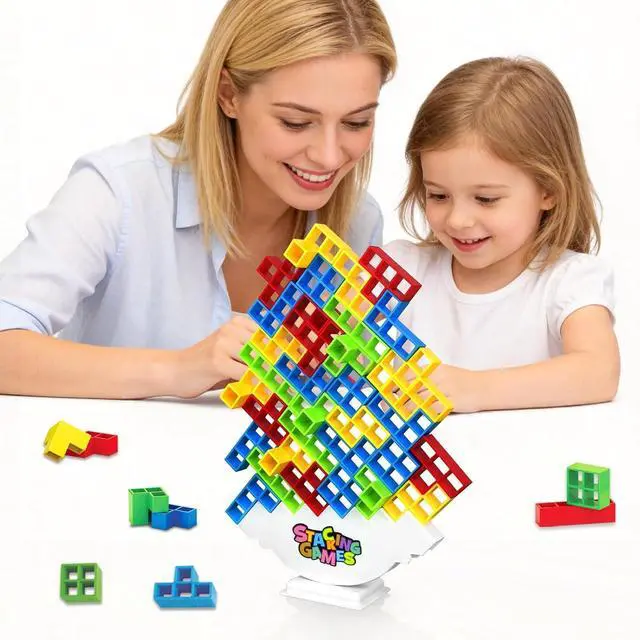 Main image of 64Pcs Balance Stacking Blocks Game, Family Board Games for Kids & Adults