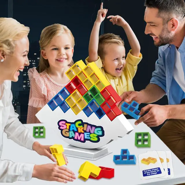 Alt view image 2 of 7 - 64Pcs Balance Stacking Blocks Game, Family Board Games for Kids & Adults