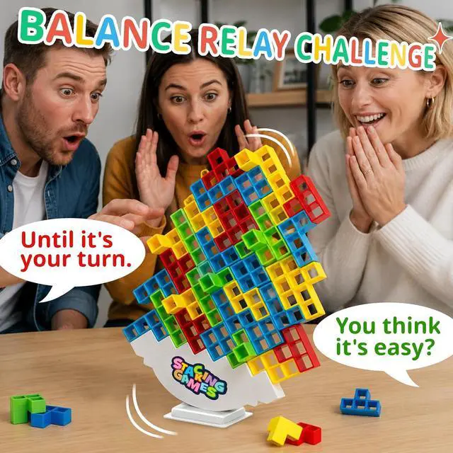 Alt view image 5 of 7 - 64Pcs Balance Stacking Blocks Game, Family Board Games for Kids & Adults