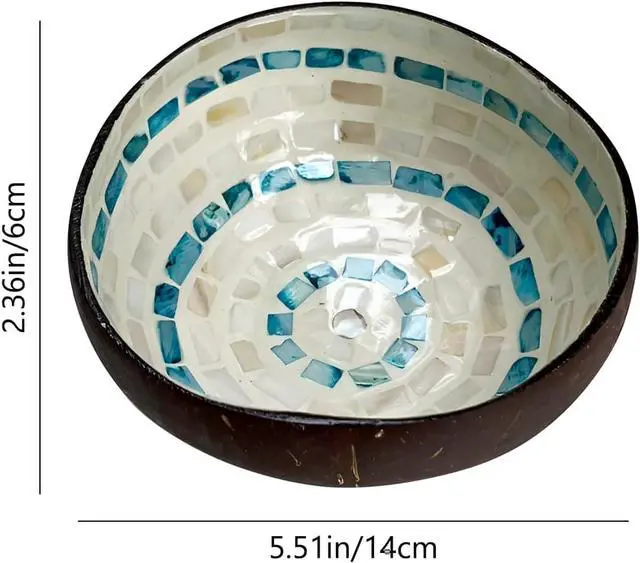 Alt view image 6 of 6 - Handcrafted Natural Coconut Shell Bowl with Mother of Pearl InlayVersatile Decorative Storage for Home, Entryway, Table and Snacks,Gift for Her (Blue)