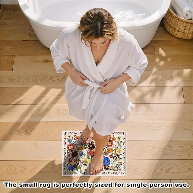 Alt view image 2 of 7 - 24x17 Inch Door Mat Indoor Entrance,Floral Area Rug Non Slip Beige