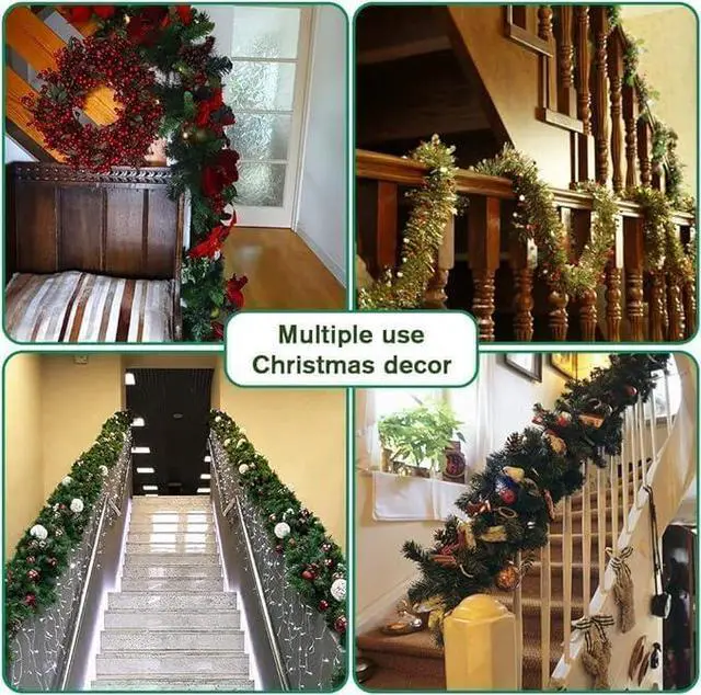 Alt view image 7 of 7 - Garland for Christmas, Christmas Twist Garland,1 Strands Premium Quality Artificial Vine Soft Greenery Decoration (54 Ft)