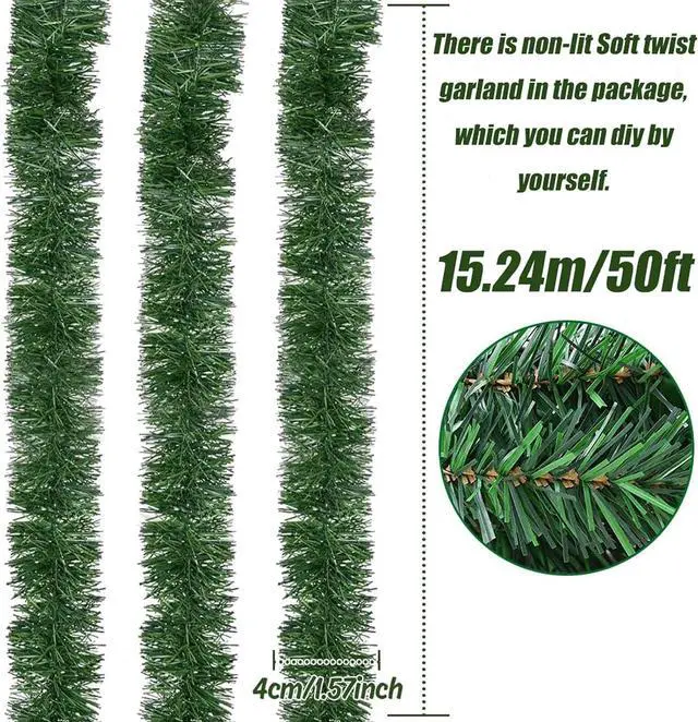 Alt view image 5 of 7 - Garland for Christmas, Christmas Twist Garland,1 Strands Premium Quality Artificial Vine Soft Greenery Decoration (54 Ft)