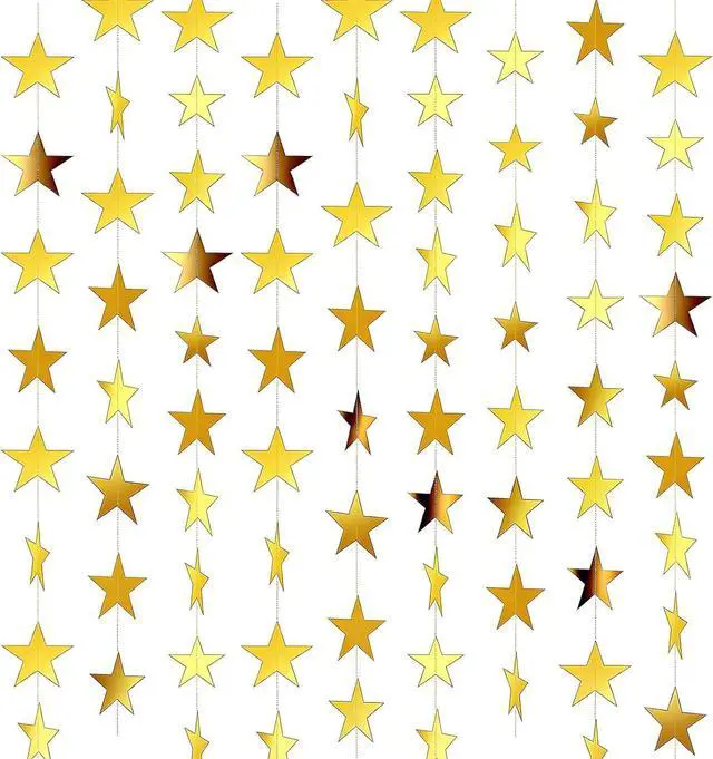 Main image of 6PCS Gold Star Garland Decorations - 78 Feet Double Side Hanging Stars Decorations for Ceiling, Paper Star Garland Gold Star Streamers for Birthday Wedding Engagement Homecoming Classroom Party