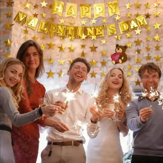 Alt view image 6 of 7 - 6PCS Gold Star Garland Decorations - 78 Feet Double Side Hanging Stars Decorations for Ceiling, Paper Star Garland Gold Star Streamers for Birthday Wedding Engagement Homecoming Classroom Party