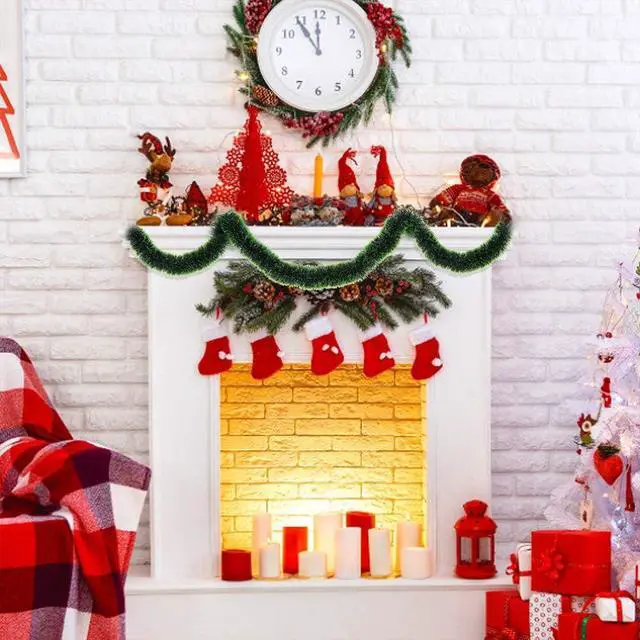 Alt view image 7 of 7 - CCINEE 33FT Christmas Garland,Artificial Greenery Pine Garland Decor for Mantle Stair Fireplace Home Party Decoration