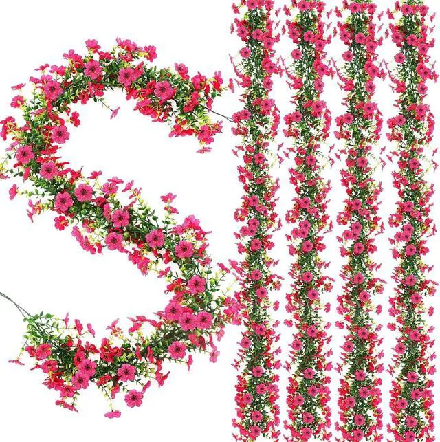 Main image of 4 Pcs 6 ft Artificial Flowers Wisteria Garland, Magenta