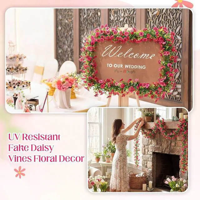 Alt view image 3 of 7 - 4 Pcs 6 ft Artificial Flowers Wisteria Garland, Magenta