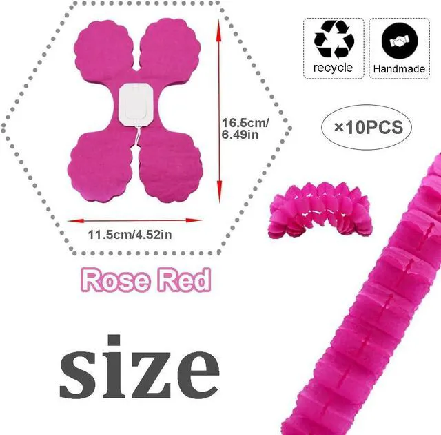 Alt view image 2 of 6 - 10 PCS Four Leaf Clover Paper Garland Party Decorations Streamers 3D Hanging Garland Rose Red for Birthday Wedding Baby Shower Party Home Decor(SSY/Rose Red)