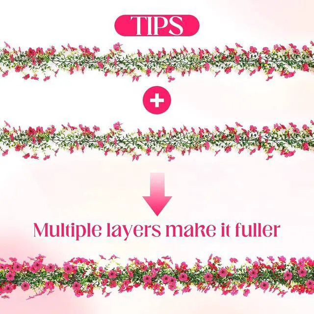 Alt view image 4 of 7 - 4 Pcs 6 ft Artificial Flowers Wisteria Garland, Magenta