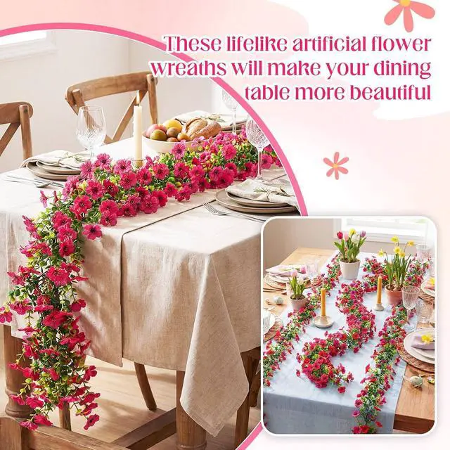 Alt view image 5 of 7 - 4 Pcs 6 ft Artificial Flowers Wisteria Garland, Magenta