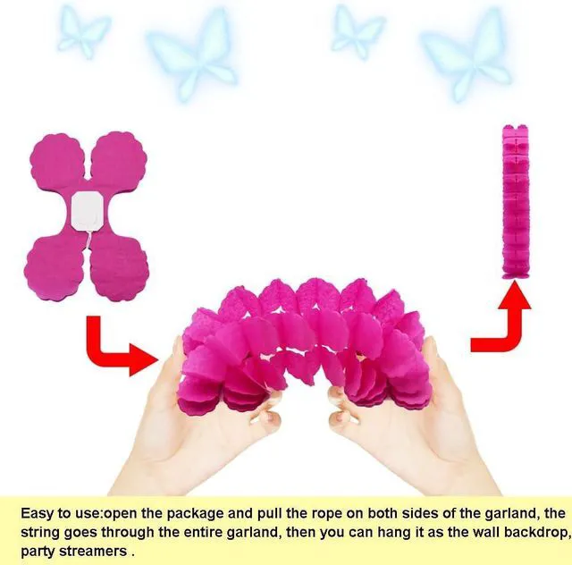 Alt view image 4 of 6 - 10 PCS Four Leaf Clover Paper Garland Party Decorations Streamers 3D Hanging Garland Rose Red for Birthday Wedding Baby Shower Party Home Decor(SSY/Rose Red)