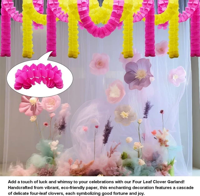 Alt view image 5 of 6 - 10 PCS Four Leaf Clover Paper Garland Party Decorations Streamers 3D Hanging Garland Rose Red for Birthday Wedding Baby Shower Party Home Decor(SSY/Rose Red)