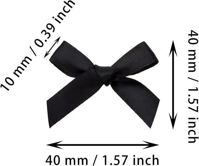 Alt view image 2 of 6 - Tupalizy Ribbon Bows Mini Satin Fabric Bows Flowers for DIY Craft Sewing Scrapbooking Wedding Christmas Party Favors Bakery Treat Gift Box Decoration Packaging, 40x40x10mm, 50PCS (Black)