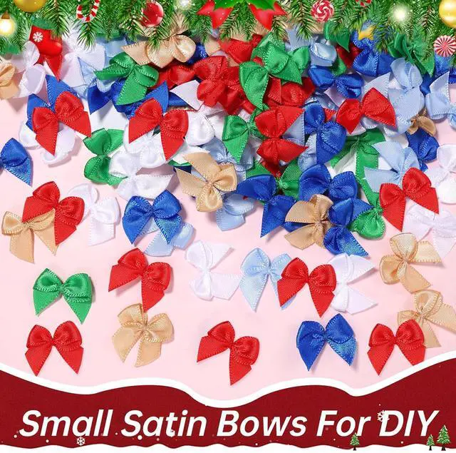 Alt view image 5 of 7 - 200Pcs 1" Mini Satin Ribbon BowsColorful Small Fabric Bow for CraftsSatin Ribbon Tiny Bow for Clothes Ornament,Cute Accessories DIY Embellishments for Gifts,Party,Cake