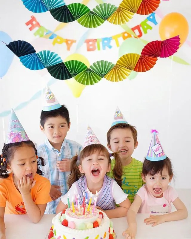 Alt view image 3 of 6 - Banner Garland Fan-Shaped, Rainbow Colors Wall Decor Party Decorations