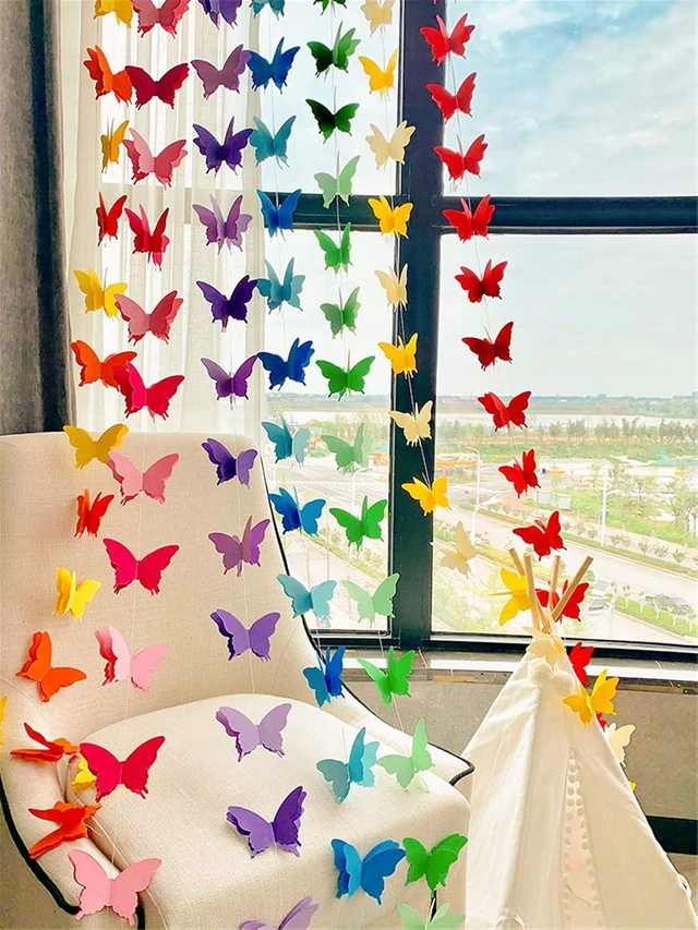 Alt view image 4 of 7 - Suxgumoe Paper Butterfly Garland, 7 Colors, 79 Inches, 3D Butterfly Banner Hanging Decoration for Wedding, Baby Shower, Birthday