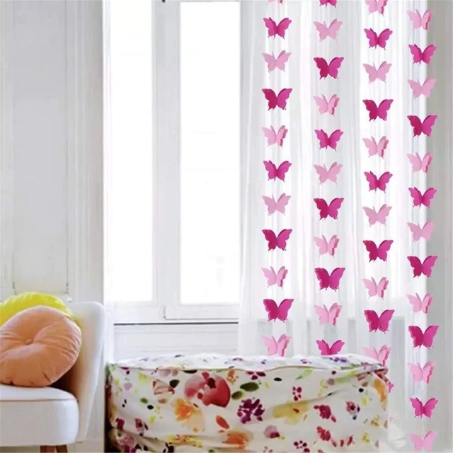 Alt view image 3 of 7 - Suxgumoe Paper Butterfly Garland, 7 Colors, 79 Inches, 3D Butterfly Banner Hanging Decoration for Wedding, Baby Shower, Birthday