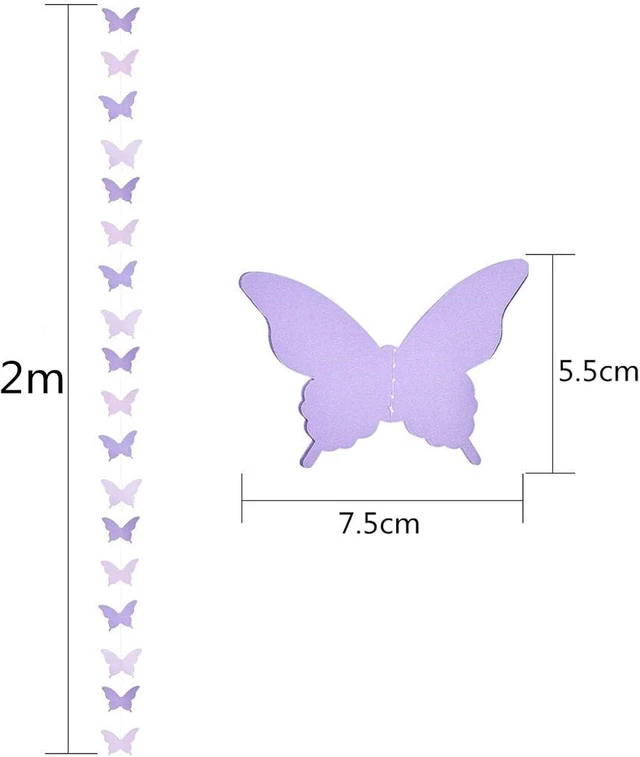 Alt view image 5 of 7 - Suxgumoe Paper Butterfly Garland, 7 Colors, 79 Inches, 3D Butterfly Banner Hanging Decoration for Wedding, Baby Shower, Birthday