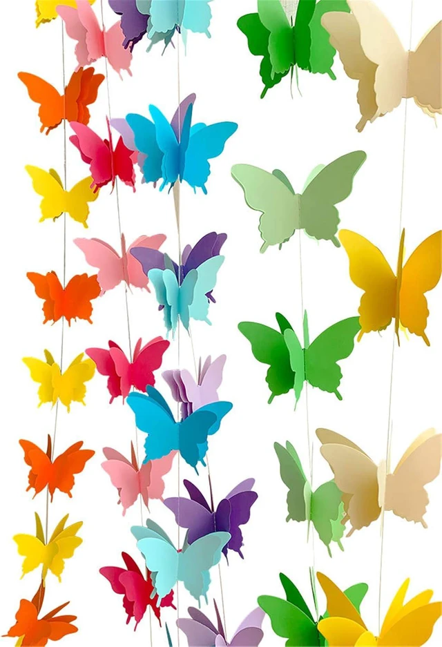 Alt view image 6 of 7 - Suxgumoe Paper Butterfly Garland, 7 Colors, 79 Inches, 3D Butterfly Banner Hanging Decoration for Wedding, Baby Shower, Birthday
