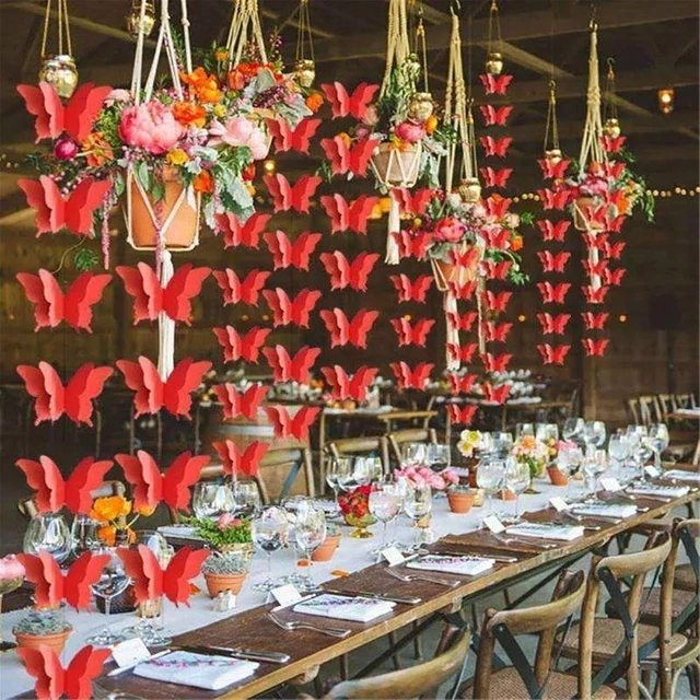 Alt view image 7 of 7 - Suxgumoe Paper Butterfly Garland, 7 Colors, 79 Inches, 3D Butterfly Banner Hanging Decoration for Wedding, Baby Shower, Birthday