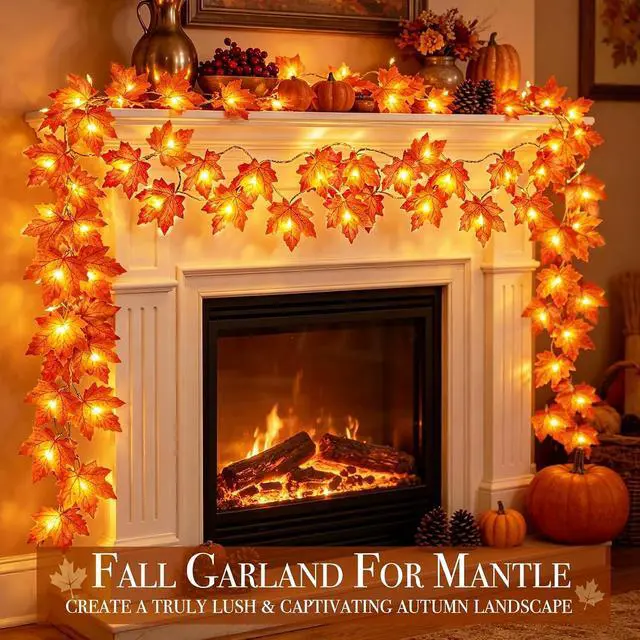 Alt view image 7 of 7 - Timer&3 Pack Halloween Fall Decor Fall Garland with Pumpkin Lights 60LED