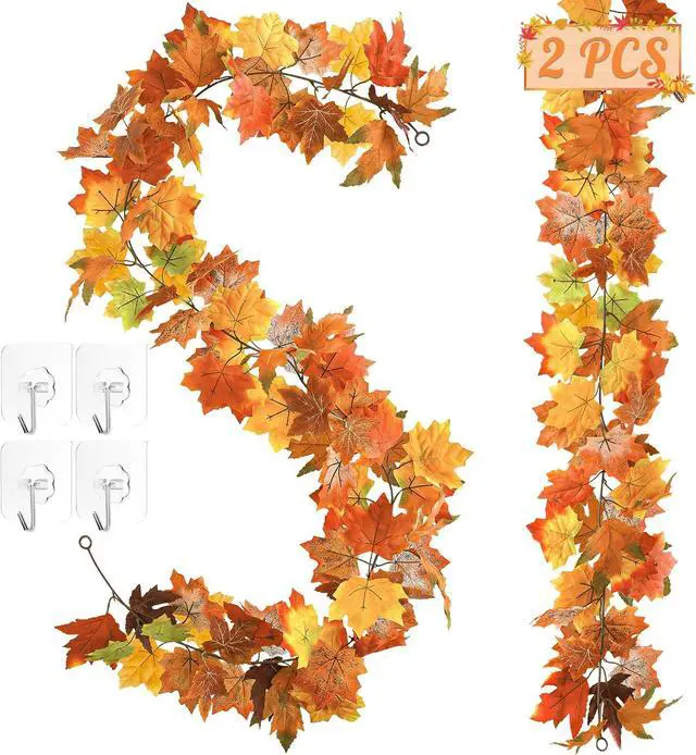 Main image of 2Pack 11.8FT Fall Garland for Mantle Indoor Outdoor Thanksgiving Decor