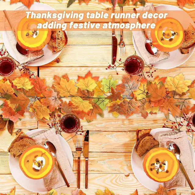 Alt view image 5 of 7 - 2Pack 11.8FT Fall Garland for Mantle Indoor Outdoor Thanksgiving Decor