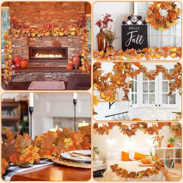 Alt view image 6 of 7 - 2Pack 11.8FT Fall Garland for Mantle Indoor Outdoor Thanksgiving Decor