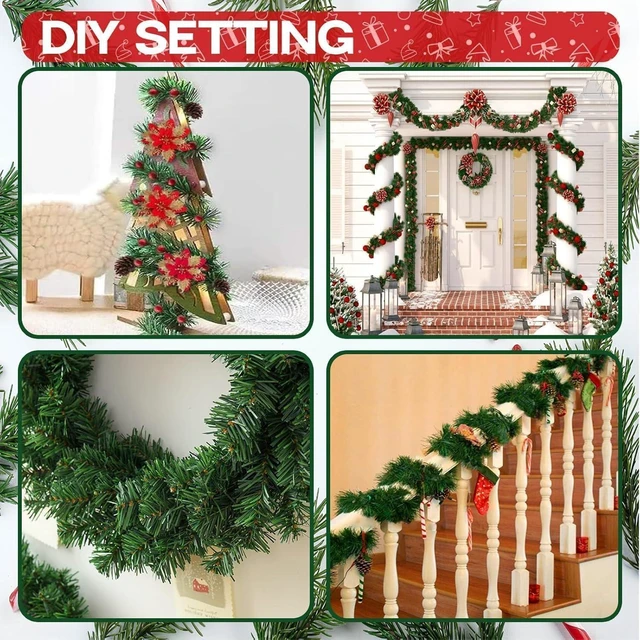 Alt view image 4 of 7 - Christmas Garland, Garlands for Christmas Decorations, Exquisite Artificial Greenery Garland for DIY, Green Tinsel Pine Garlands for Decoration and Essential Christmas Décor