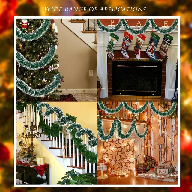 Alt view image 2 of 7 - 23Ft Christmas Garland - Metallic Twist Tinsel Decorations for Indoor & Outdoor, Ceiling Hanging for New Year (Green)