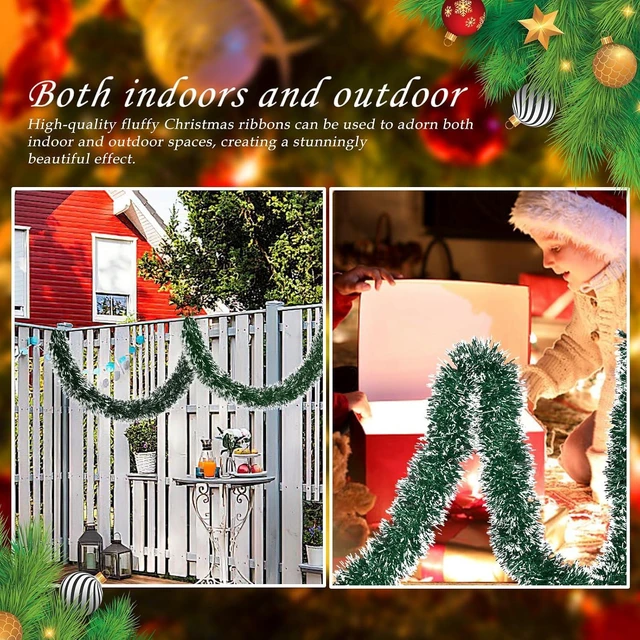 Alt view image 4 of 7 - 23Ft Christmas Garland - Metallic Twist Tinsel Decorations for Indoor & Outdoor, Ceiling Hanging for New Year (Green)