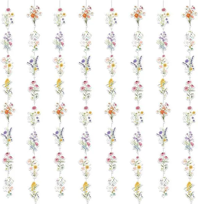 Main image of 8 Packs Wildflower Paper Hanging Garland Birthday Decorations, Flower Party Baby Bridal Shower Floral Birthday Decor for Girls Women, Spring Summer Wedding Ceiling Decoration