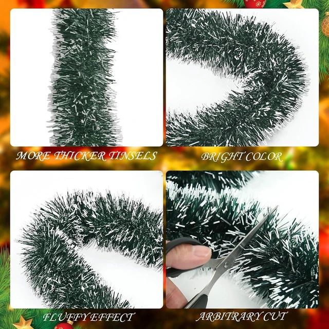 Alt view image 5 of 7 - 23Ft Christmas Garland - Metallic Twist Tinsel Decorations for Indoor & Outdoor, Ceiling Hanging for New Year (Green)