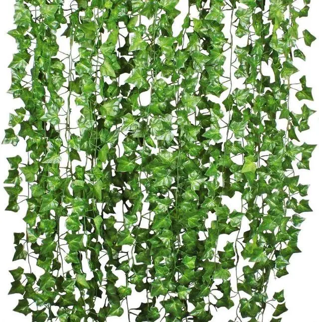 Main image of DearHouse 84 Feet 12 Strands Artificial Ivy Leaf Plants Vine Hanging Garland Fake Foliage Flowers Home Kitchen Garden Office Wedding Wall Decor, Green