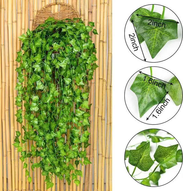 Alt view image 4 of 7 - DearHouse 84 Feet 12 Strands Artificial Ivy Leaf Plants Vine Hanging Garland Fake Foliage Flowers Home Kitchen Garden Office Wedding Wall Decor, Green