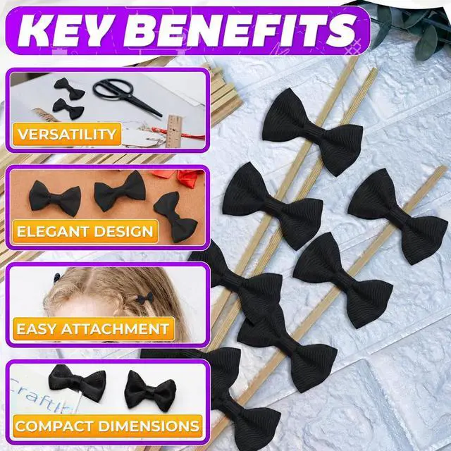 Alt view image 4 of 7 - 30 Pcs Black Mini Bows for Crafts, 1.5 Inch Small Bow Ties Decor