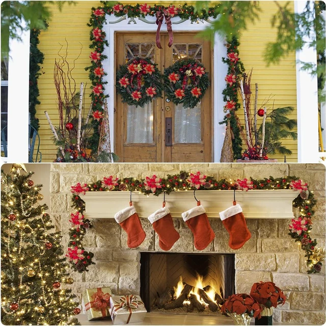 Alt view image 7 of 7 - Christmas Garland - 54FT Christmas Garlands Set Artificial Green Plant Garland for Festival Wedding Party Hotel Shopping Mall Staircase Fireplace Decoration(Christmas Decoratins/Gifts)