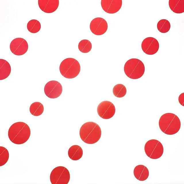 Alt view image 2 of 5 - WEVEN Red Paper Garland Circle Dot Party Banner Wall Streamers Backdrop Ceiling Hanging Decorations, 20 Feet in Total