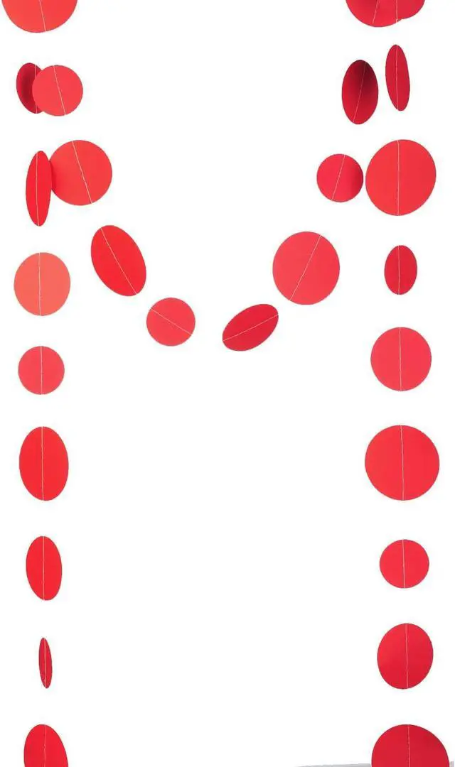 Alt view image 3 of 5 - WEVEN Red Paper Garland Circle Dot Party Banner Wall Streamers Backdrop Ceiling Hanging Decorations, 20 Feet in Total