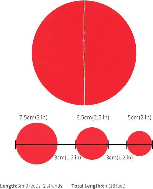 Alt view image 4 of 5 - WEVEN Red Paper Garland Circle Dot Party Banner Wall Streamers Backdrop Ceiling Hanging Decorations, 20 Feet in Total