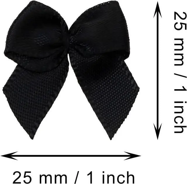 Alt view image 2 of 5 - Tupalizy Mini Satin Ribbon Bows Small Craft Sewing Fabric Bows for Christmas Decoration Scrapbook Gift Bags Greeting Invitation Cards Cake Toppers Wedding Party Favor, 25x25mm, 50PCS (Black)