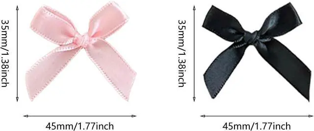 Alt view image 2 of 6 - 100 Pcs Ribbon Bows Mini Satin Fabric Bows Flowers,Bow Party Decor for DIY Crafting Project Craft Sewing Scrapbooking Wedding Birthday Party Souvenir Packaging Bag Christmas Thanksgiving (Pink Black)