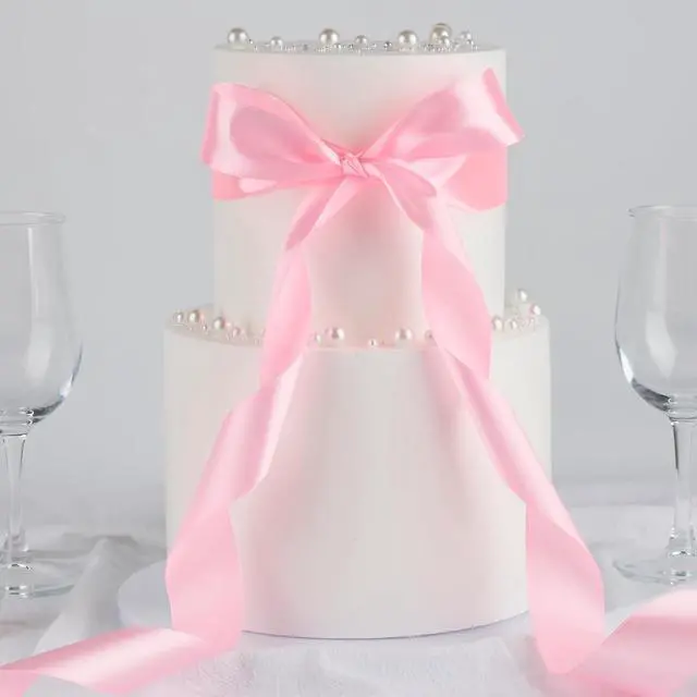 Alt view image 5 of 7 - Mauproy Pink Satin Ribbon, 1-1/2 Inch, 50 Yards