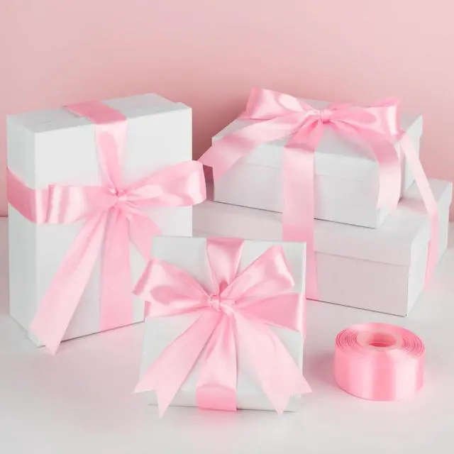 Alt view image 6 of 7 - Mauproy Pink Satin Ribbon, 1-1/2 Inch, 50 Yards