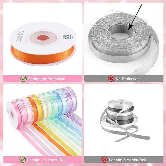 Alt view image 3 of 7 - woric 120 Yards Rainbow Ribbon 12 Colors 3/8" x 10 Yards/Roll