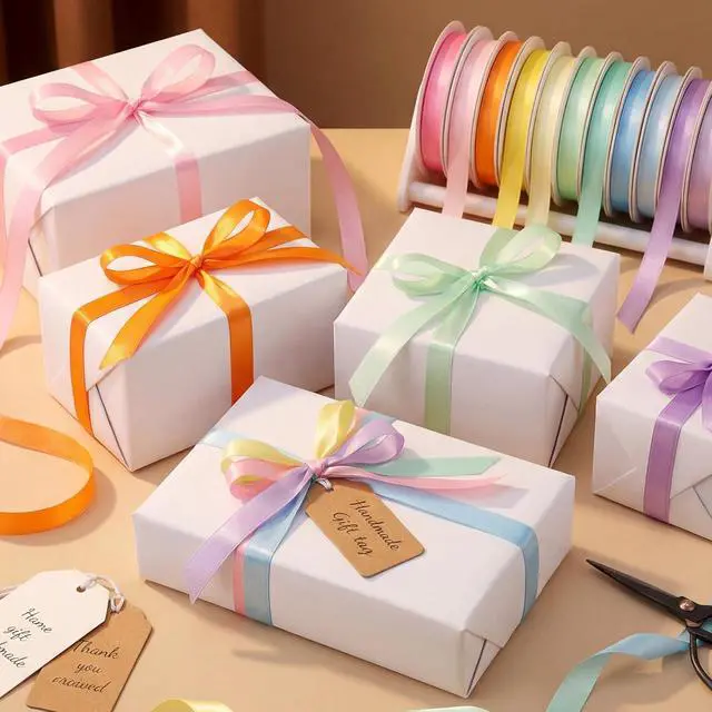Alt view image 4 of 7 - woric 120 Yards Rainbow Ribbon 12 Colors 3/8" x 10 Yards/Roll