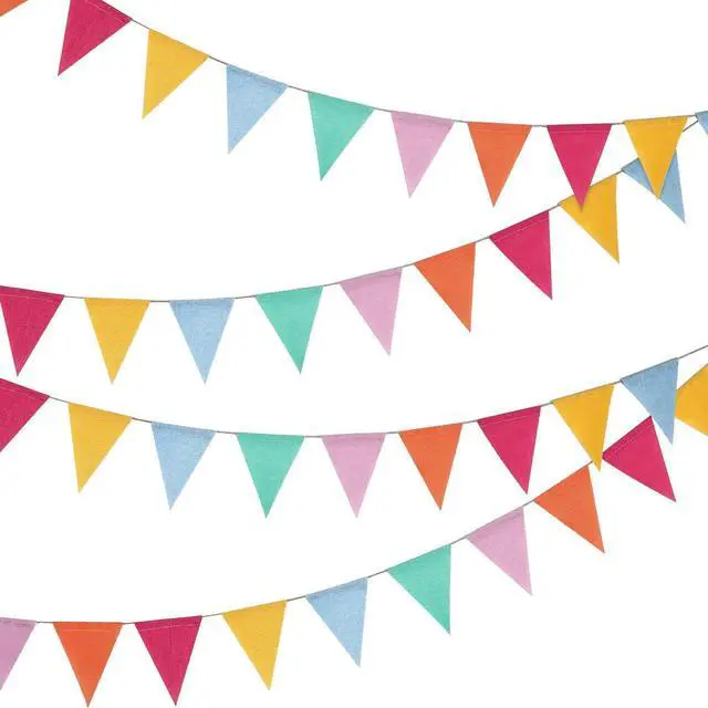 Main image of Hestya 24 Pieces 15.7 Feet Colorful Pennant Flag Banner Imitated Burlap Bunting Banner Pastel Fabric Triangle Flag for Classroom Carnival Birthday Wedding Party and Festival Decoration (Soft Colors)