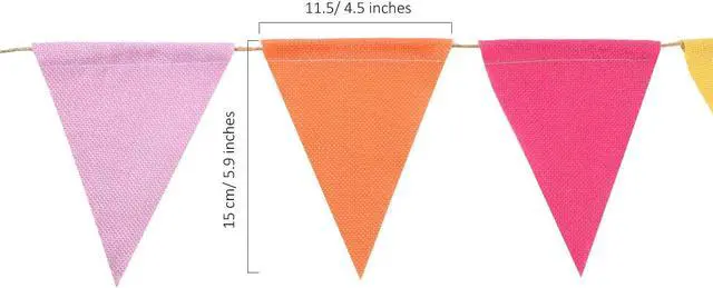 Alt view image 2 of 7 - Hestya 24 Pieces 15.7 Feet Colorful Pennant Flag Banner Imitated Burlap Bunting Banner Pastel Fabric Triangle Flag for Classroom Carnival Birthday Wedding Party and Festival Decoration (Soft Colors)